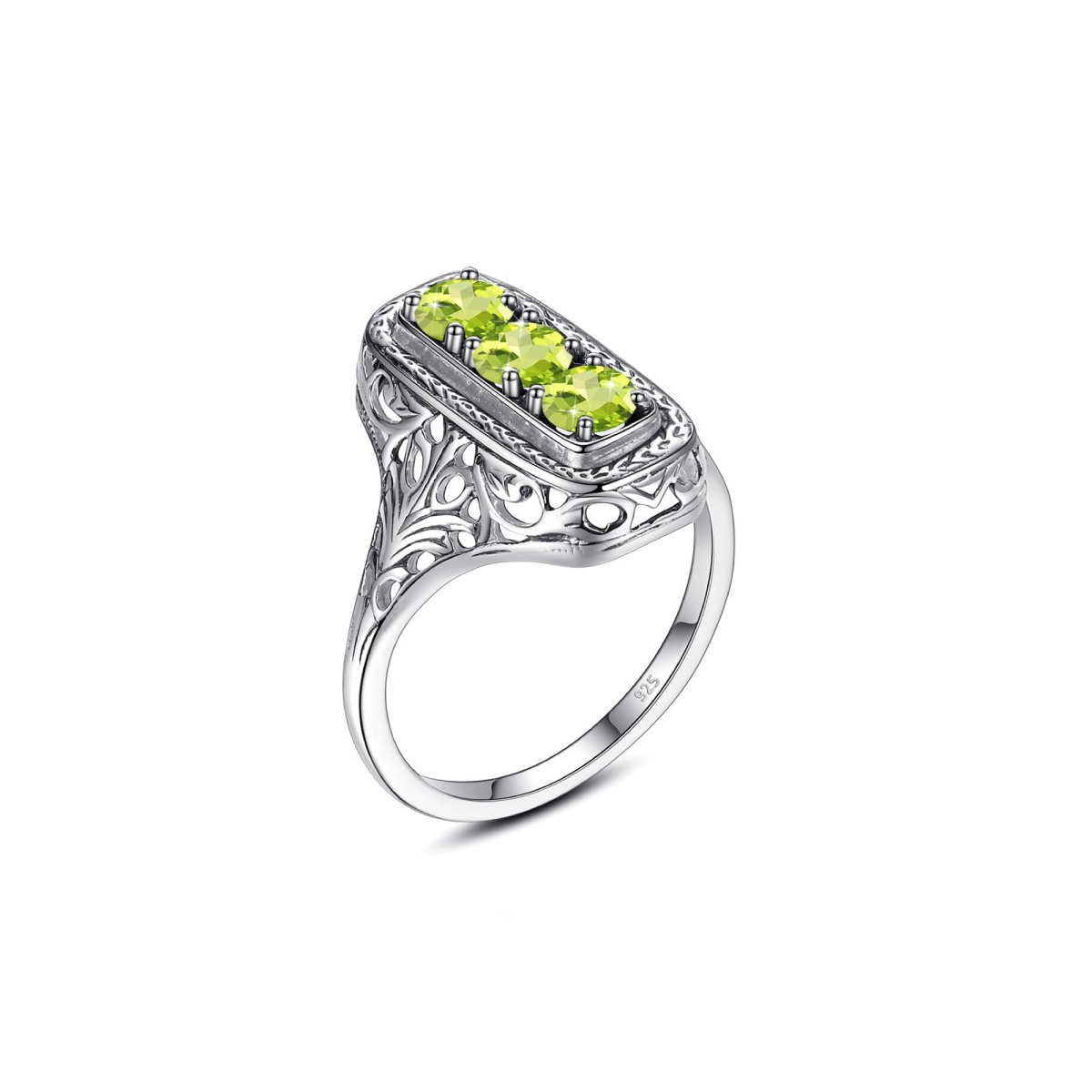 Bague Femme Péridot Vert En Argent 925 - Taille 7.25, Neuve Avec étiquettes, Pierre Fine