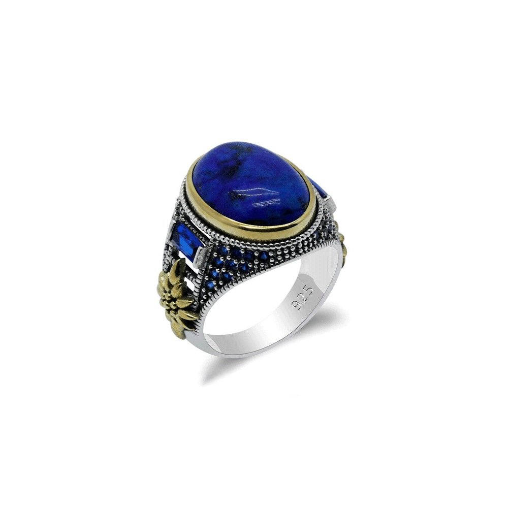 Chevalière Lapis Lazuli Cosmique &quot;Caelum&quot; en Argent 925