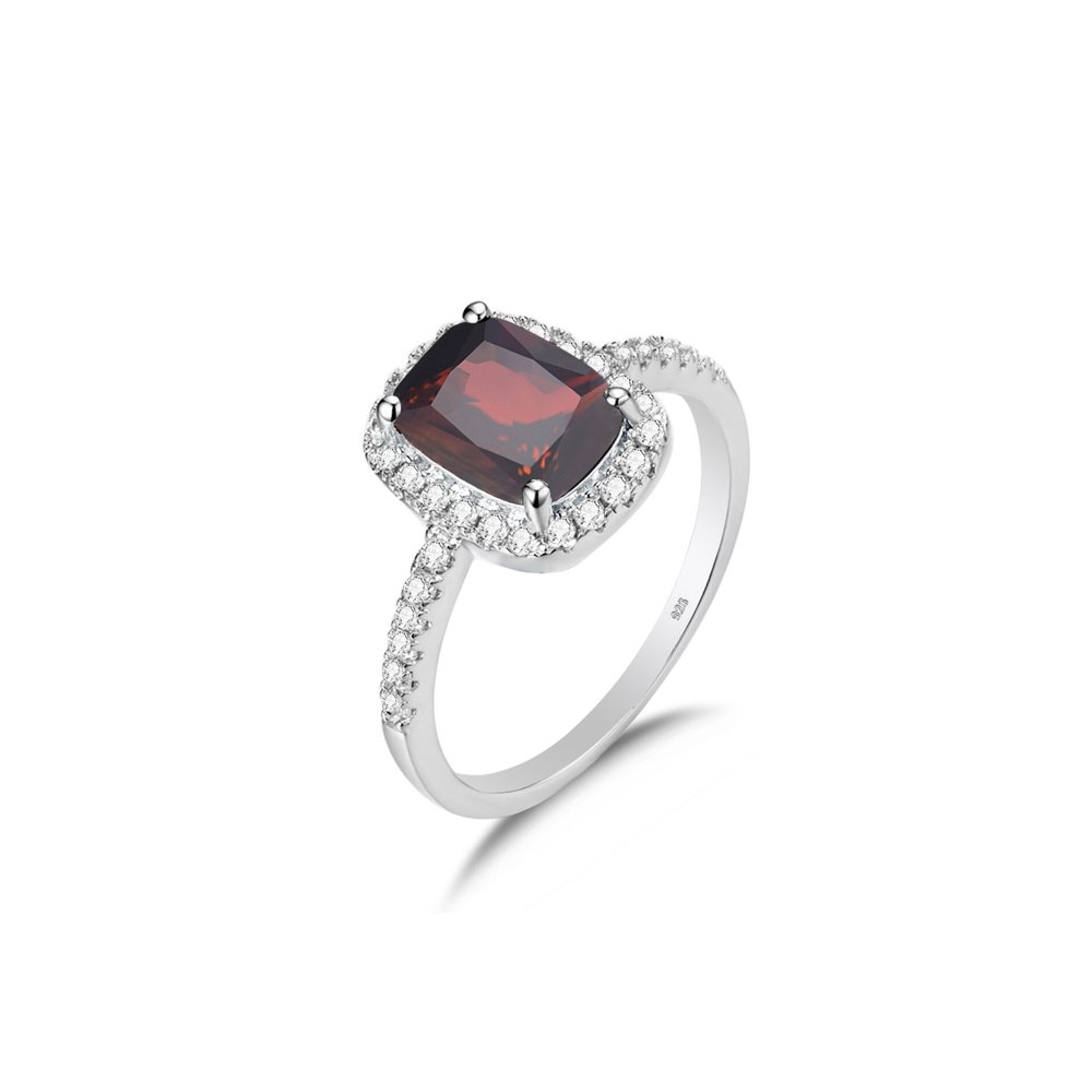 Bague En Grenat Avec Argent 925 - Neuf Avec étiquettes - Marque A Bijoux
