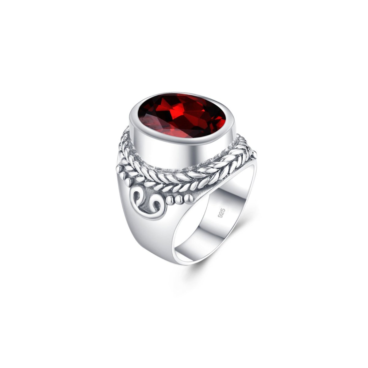 Bague Argent 925 Grenat Ovale 7x5mm Ref. 42670 Bague Argent 925 Grenat Ovale 7x5mm Ref. 42670