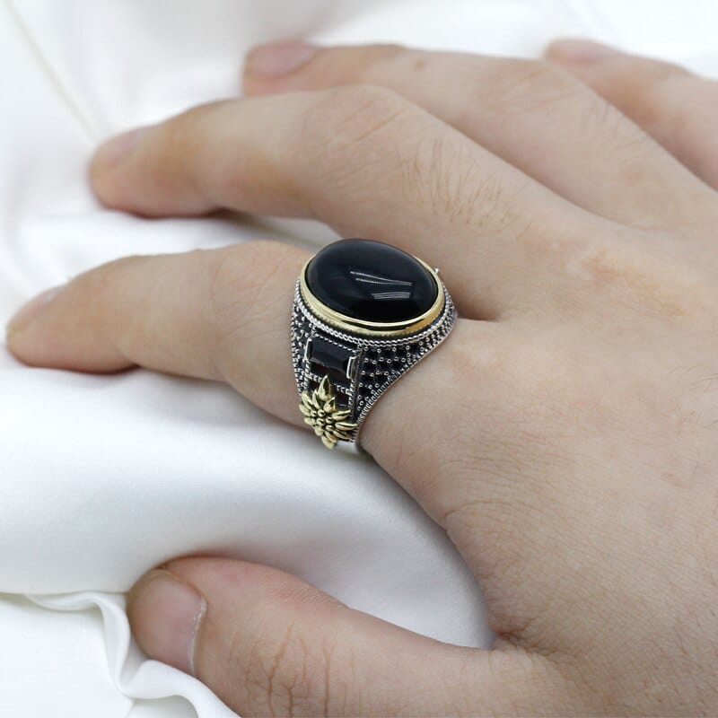 Bague Homme Onyx Intrépide "Benício" en Argent 925