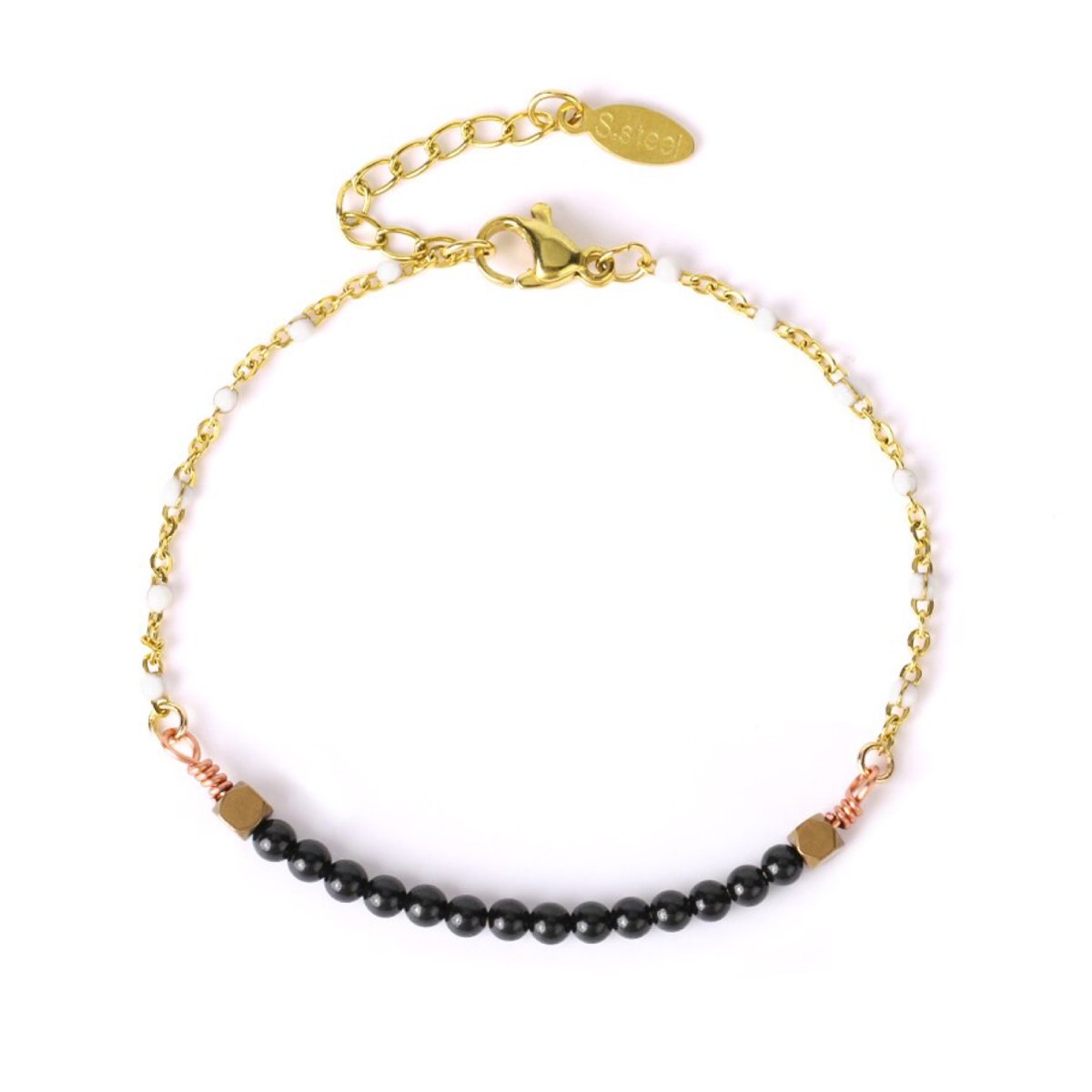 Bracelet Onyx Noir "Hedda" Acier Inoxydable