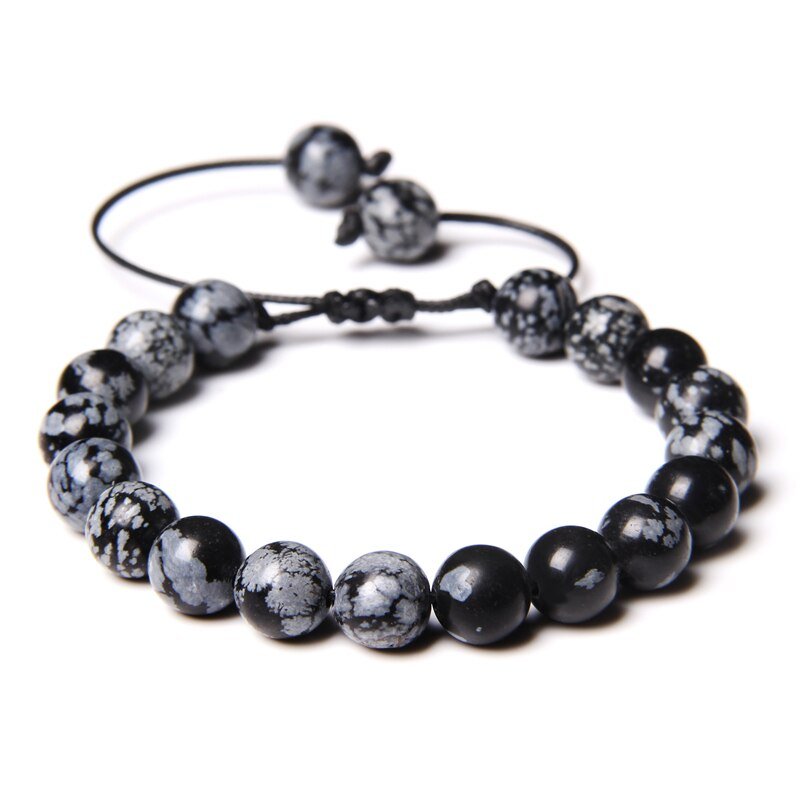 Bracelet Perles 8mm Obsidienne Neige