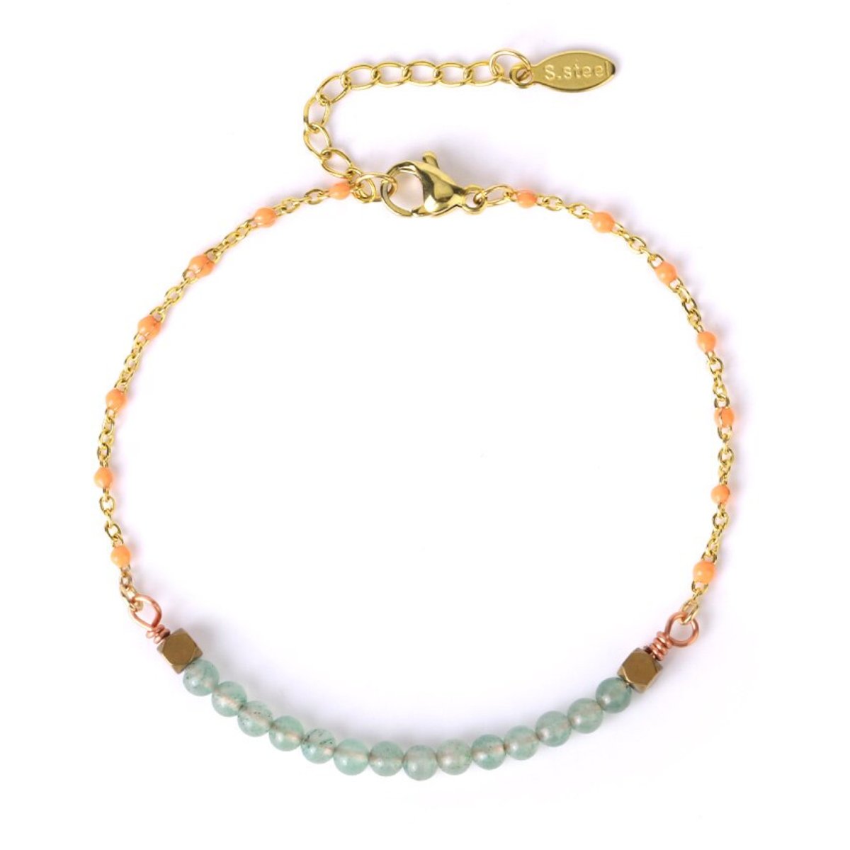 Bracelet Perles Agate "Veridiana" en Acier
